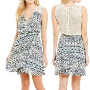 Miss Me Teal Blue Crochet Sleeveless Dress Size S